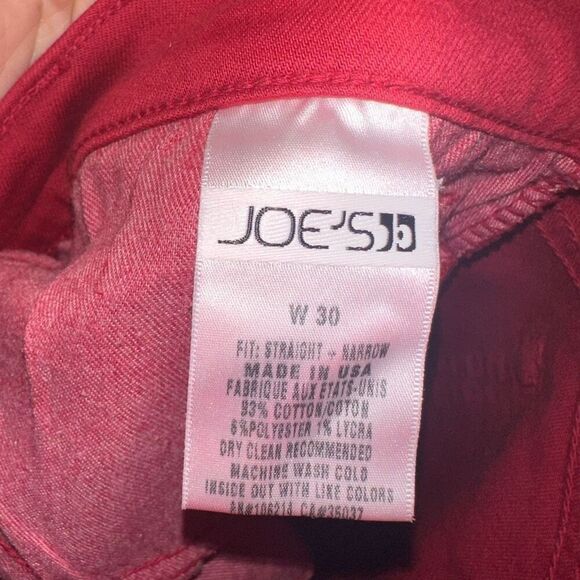 Joe’s Jeans luxe colorful red straight narrow size 30 jeans - Picture 2 of 3